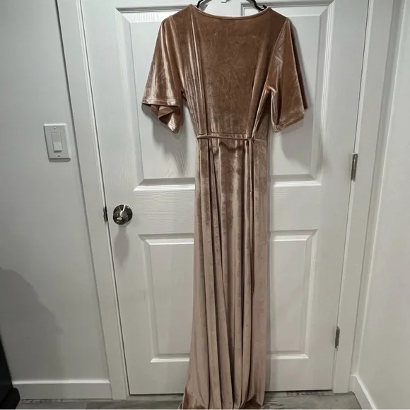Baltic Born Meghan Velvet Wrap Maxi Dress Champagne Stretch Bridesmaid Event M - Picture 3 of 11
